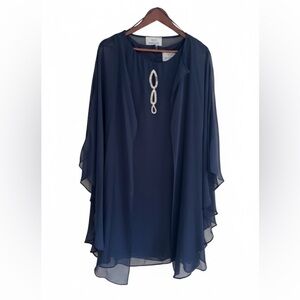 LUXURY GIFT FOR MOM | Gina Bacconi Navy Blue Dress, Elegant